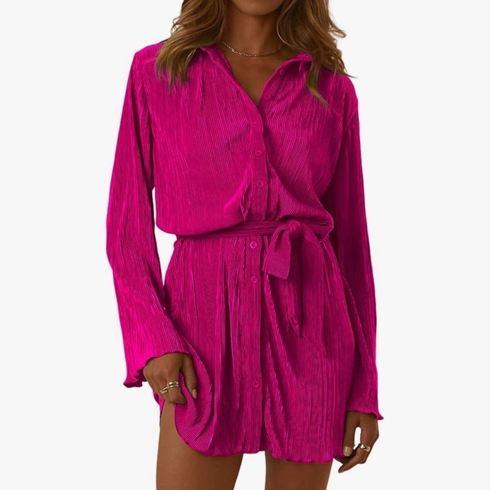 Tie-waist Pink Mini Dress